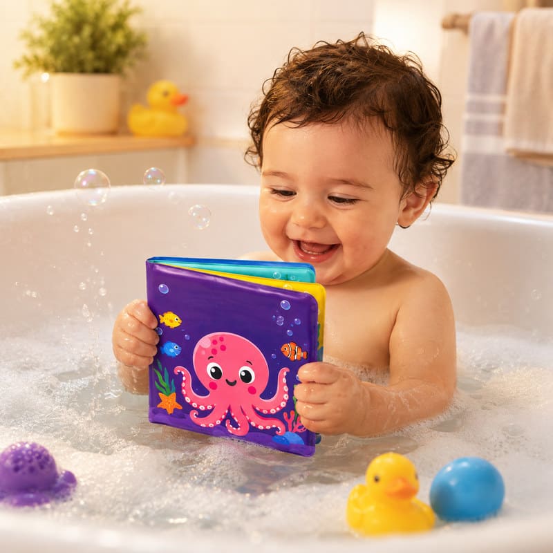 Custom Ocean Friends Color Changing Bath Book – Waterproof Soft Book custom artwork and logo detail