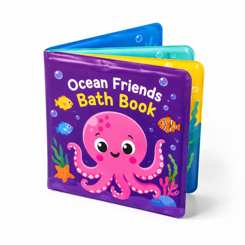 Custom Ocean Friends Color Changing Bath Book – Waterproof Soft Book front view