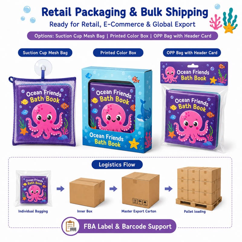 Custom Ocean Friends Color Changing Bath Book – Waterproof Soft Book edge and construction detail