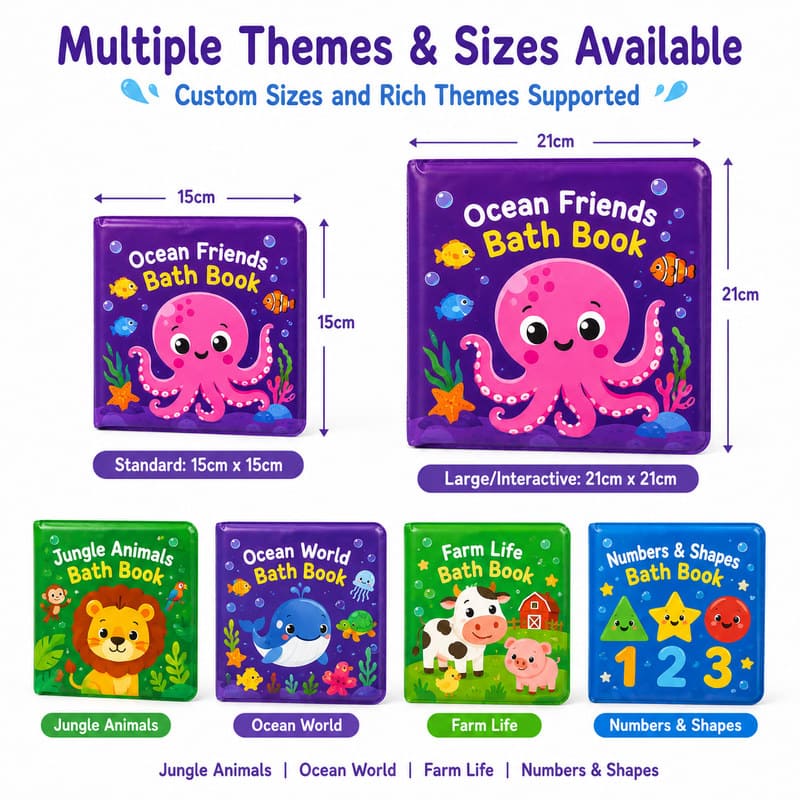 Custom Ocean Friends Color Changing Bath Book – Waterproof Soft Book printing and page design detail