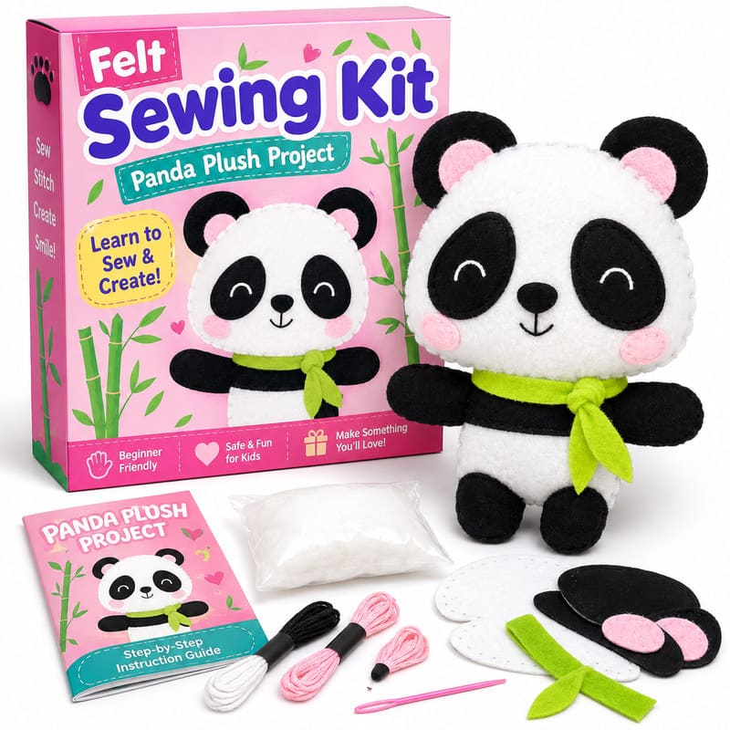Panda Plush Felt Sewing Kit front view