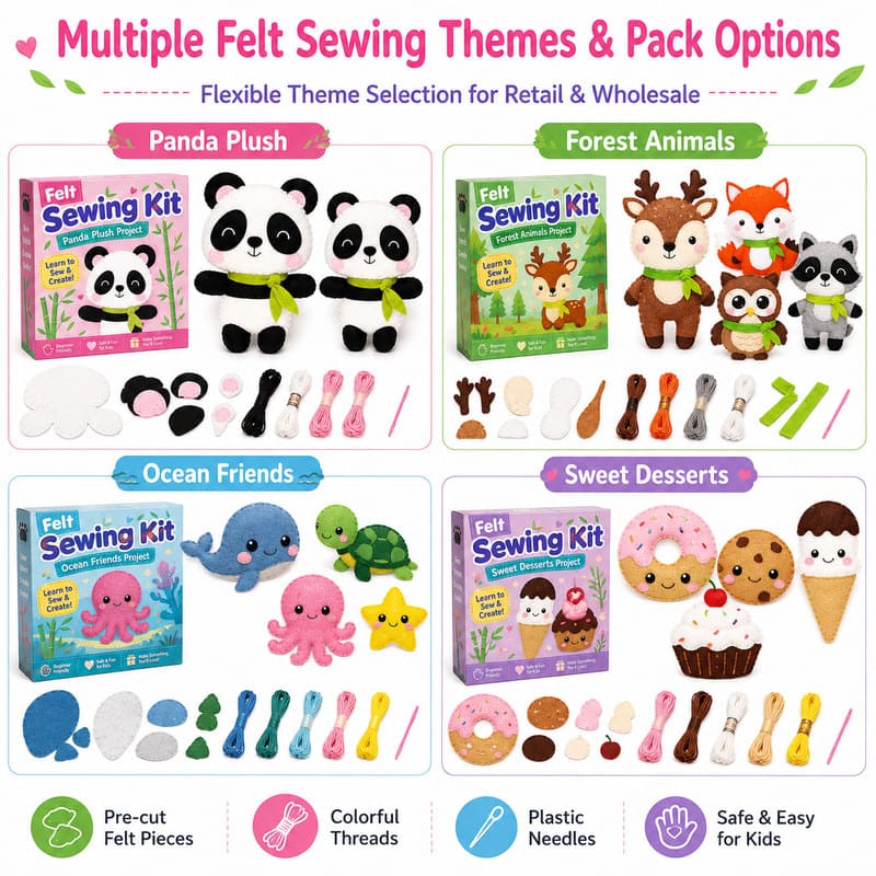 Panda Plush Felt Sewing Kit finished sample detail