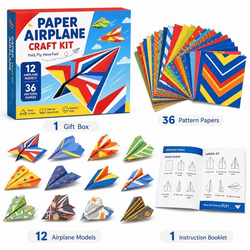 Paper Airplane Craft Kit kit contents view