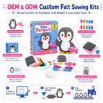 Penguin Plush Felt Sewing Kit yarn and material detail