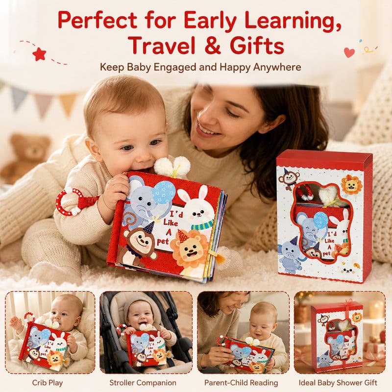 Pet Animals Baby Cloth Story Book construction detail