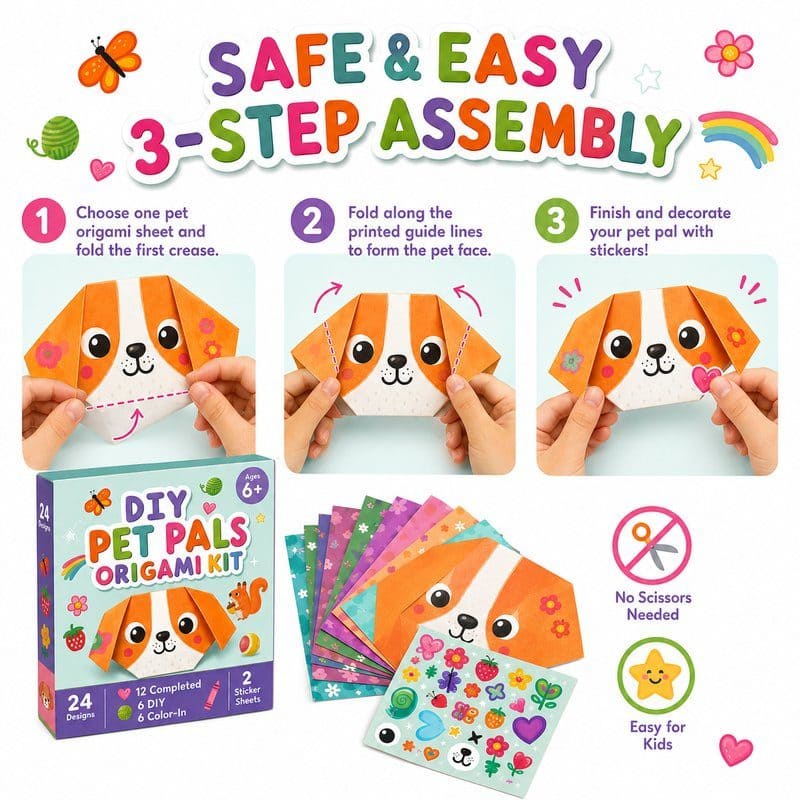 Pet Pals Origami Kit size and dimensions