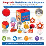 Plush Discovery Cube Sensory Toy Set color and texture detail