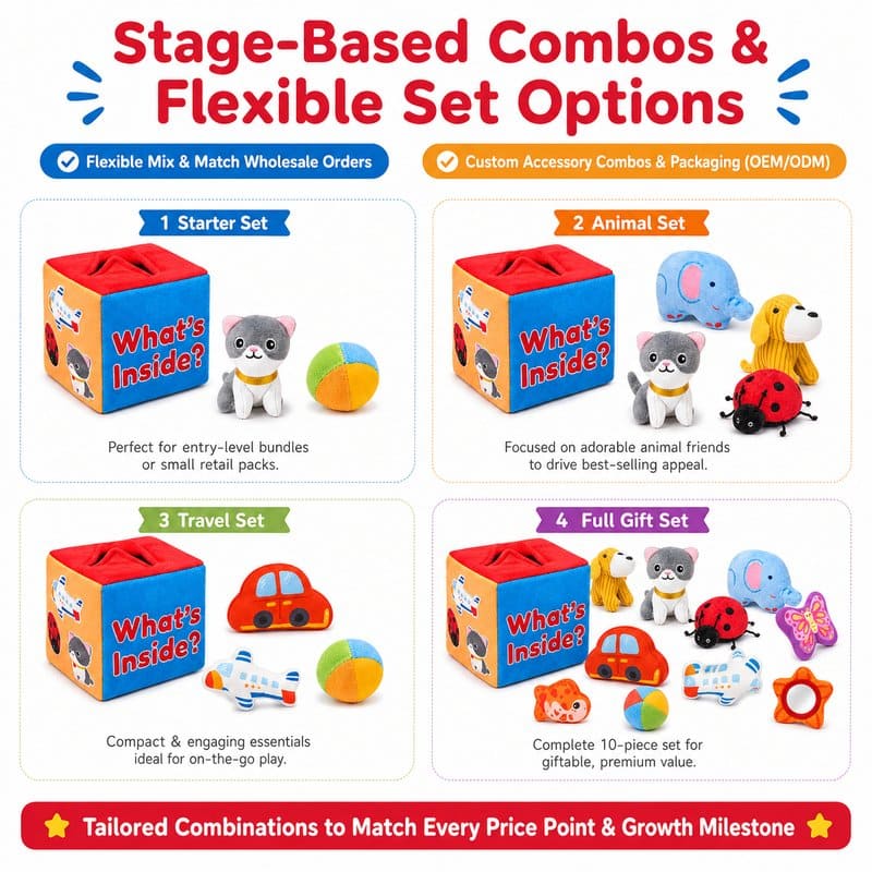Plush Discovery Cube Sensory Toy Set activity feature detail