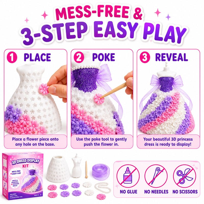 Princess 3D Dress Poke Art Kit size and dimensions