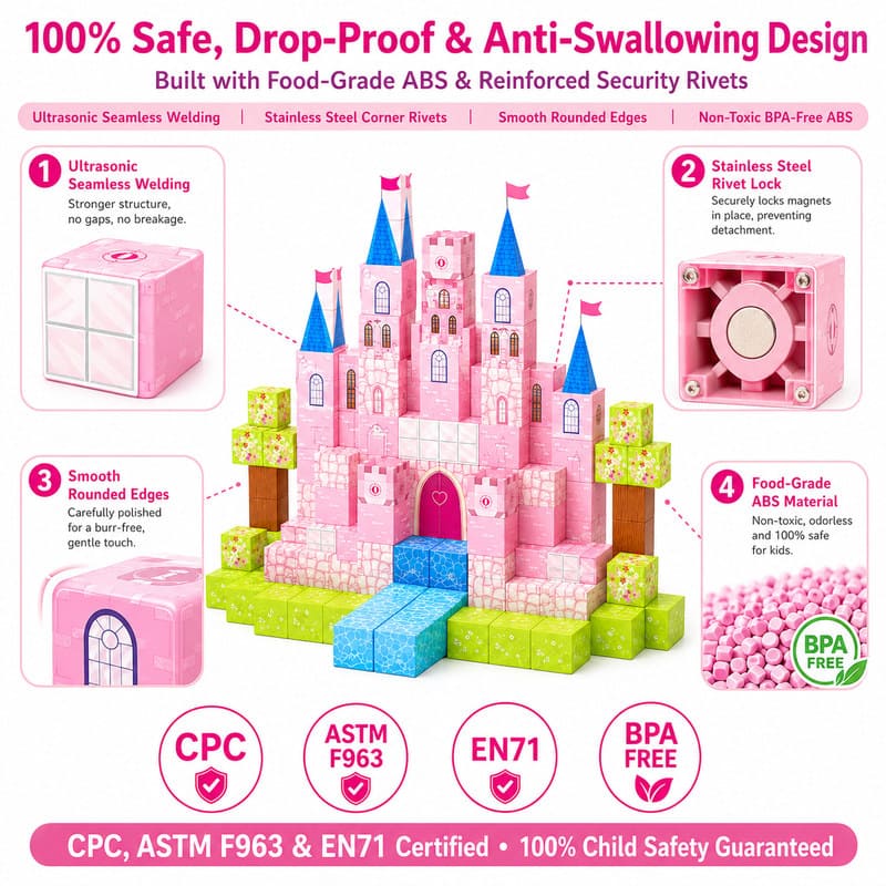 Princess Castle Magnetic Blocks Set printing detail
