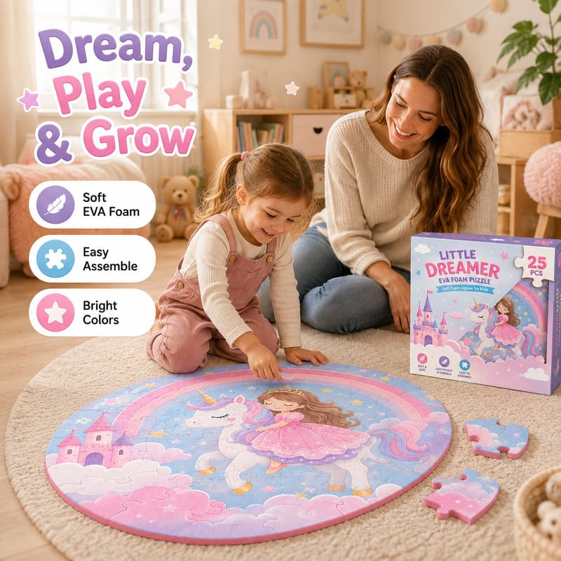 25-Piece Princess EVA Foam Floor Puzzle completed puzzle view