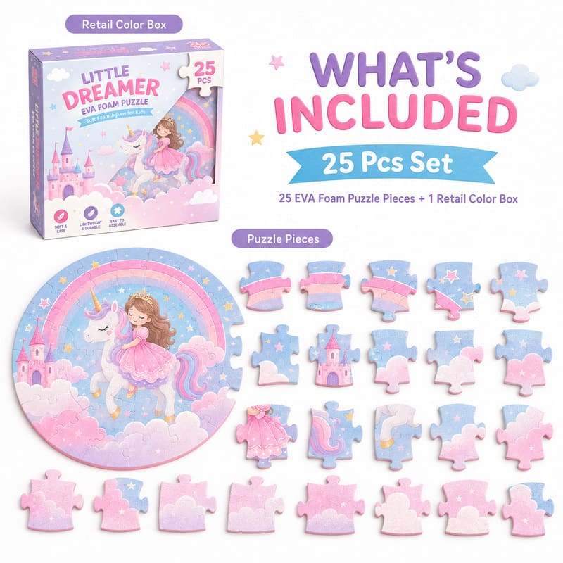 25-Piece Princess EVA Foam Floor Puzzle puzzle pieces and layout view
