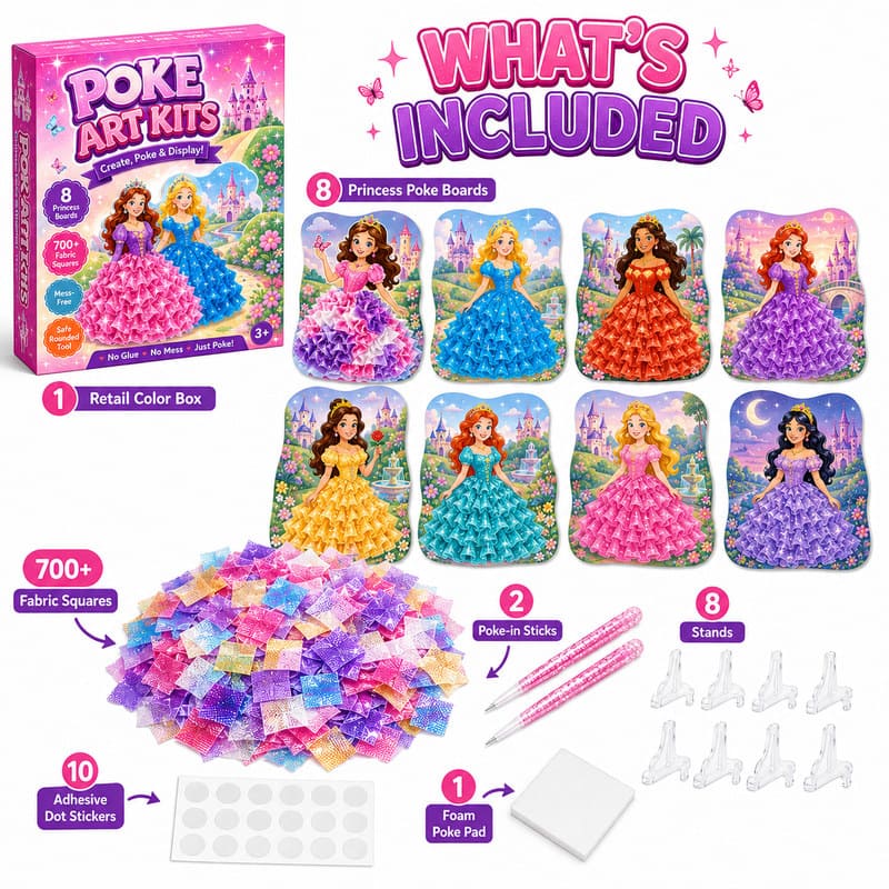 Princess Fashion Poke Art Kit craft material detail