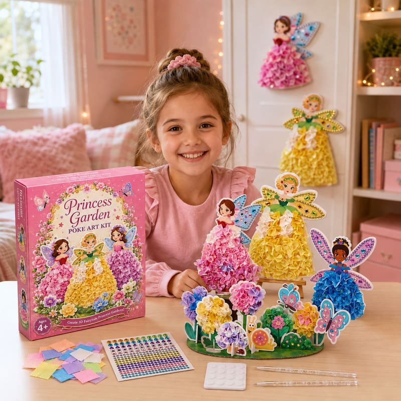 Princess Garden Poke Art Kit finished craft example