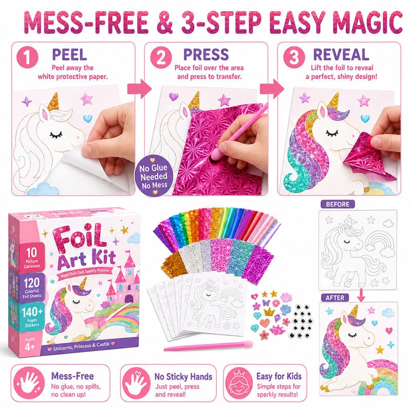 Princess Mermaid Foil Art Kit size and dimensions