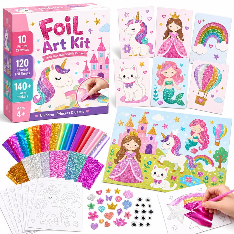 Princess Mermaid Foil Art Kit front view