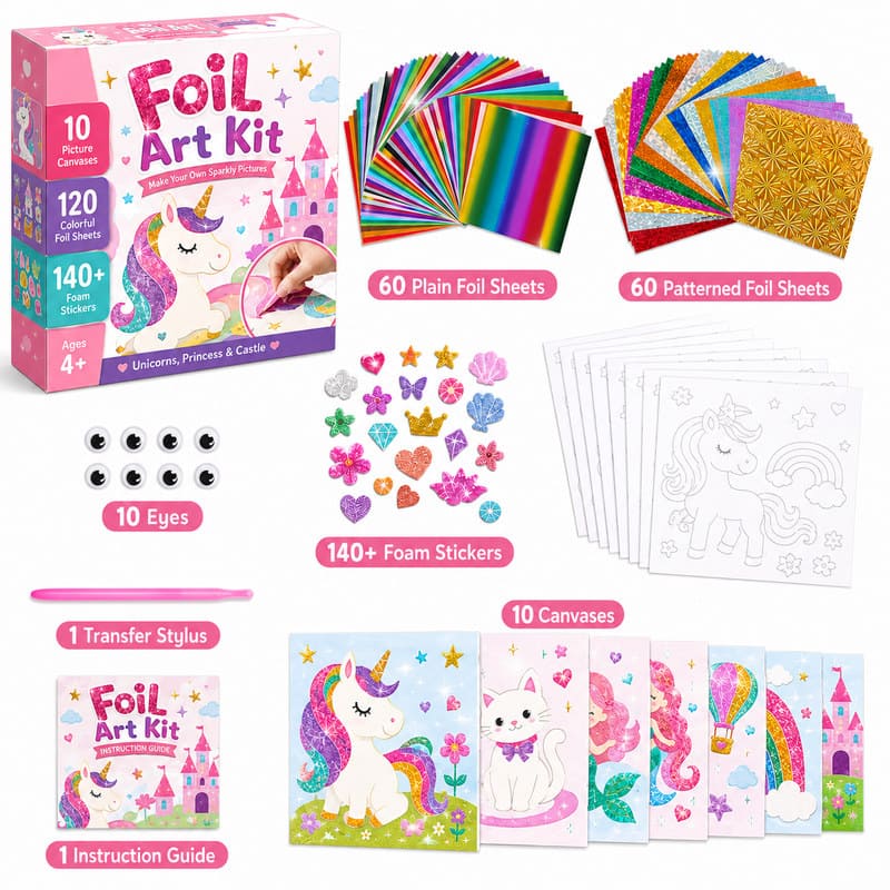 Princess Mermaid Foil Art Kit kit contents view