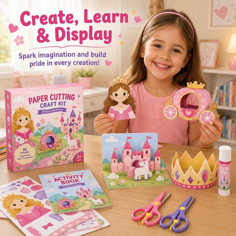 Princess Paper Cutting Craft Kit finished craft example