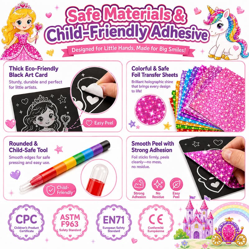 Princess Unicorn Foil Craft Kit tools and accessories detail