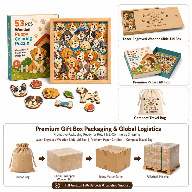 Puppy Wooden Puzzle Board piece shape detail