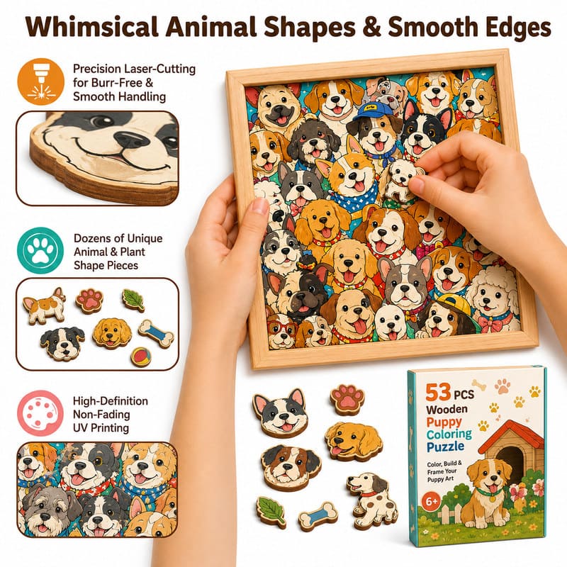 Puppy Wooden Puzzle Board size and dimensions