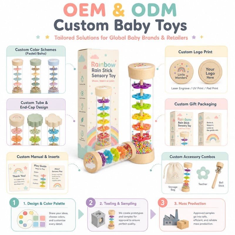 Rainbow Rain Stick Sensory Toy clay and sand material detail