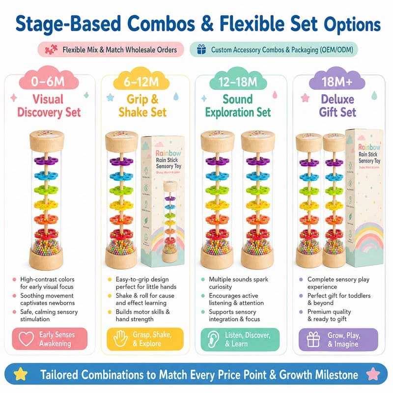Rainbow Rain Stick Sensory Toy activity feature detail