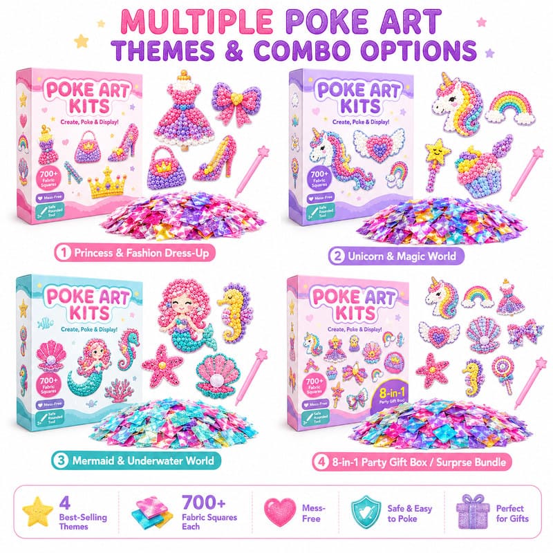Rainbow Unicorn Poke Art Kit finished craft example