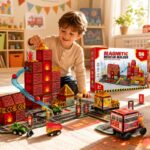 Rescue City Magnetic Building Tiles Set completed puzzle view