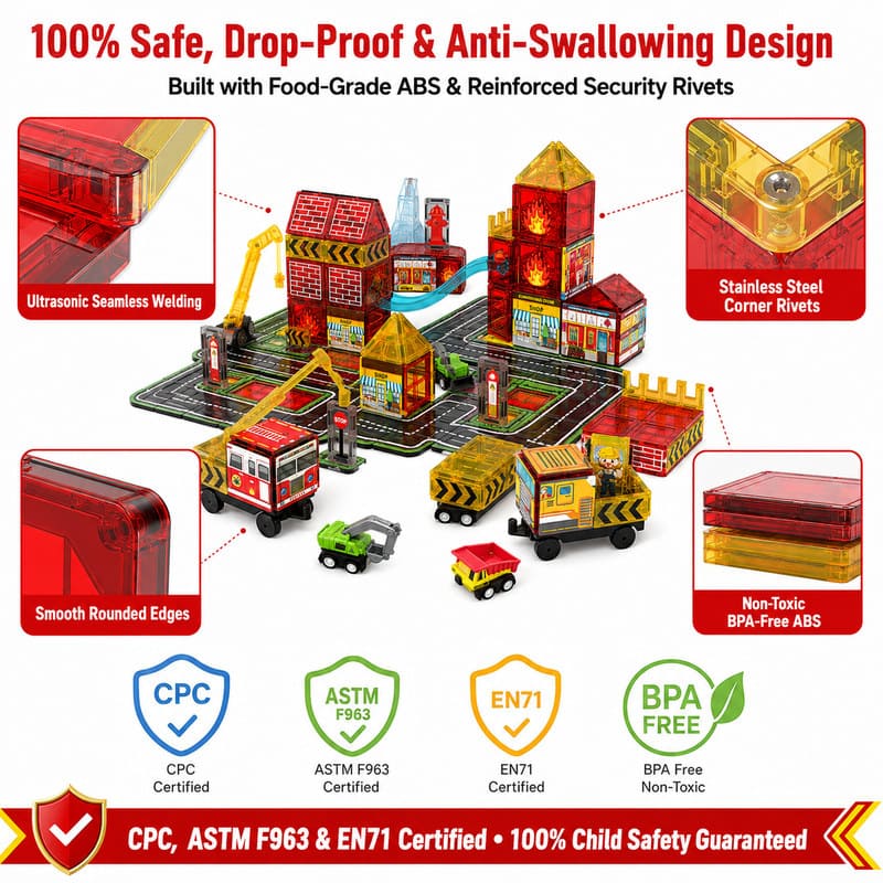 Rescue City Magnetic Building Tiles Set printing detail