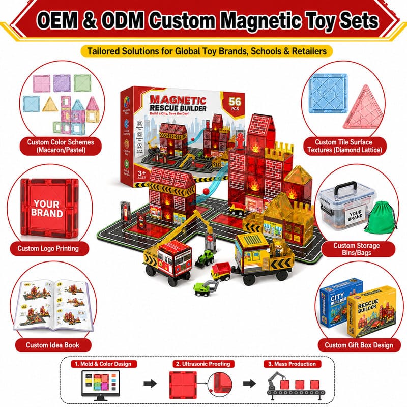 Rescue City Magnetic Building Tiles Set board and material detail