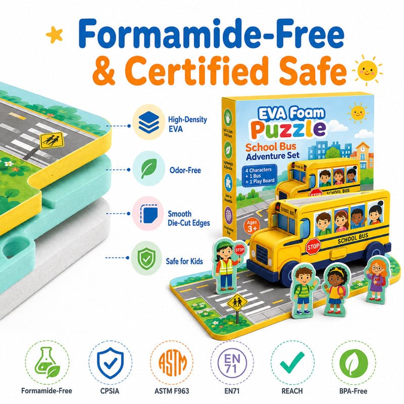 School Bus EVA Foam Puzzle Play Set printing detail