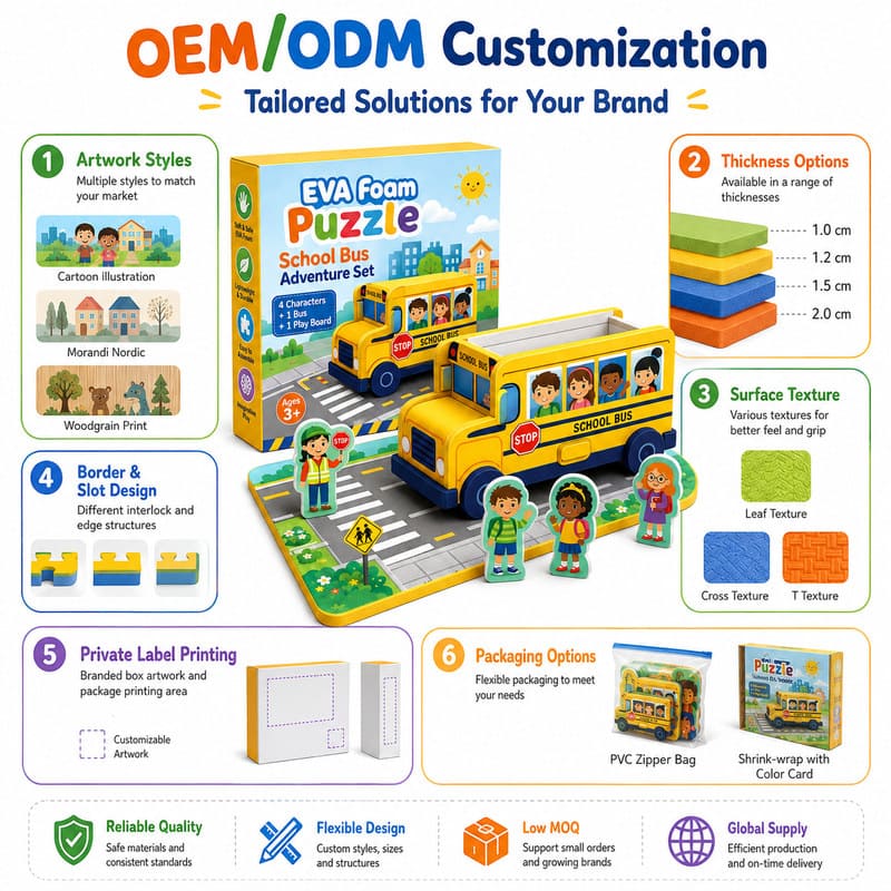 School Bus EVA Foam Puzzle Play Set board and material detail