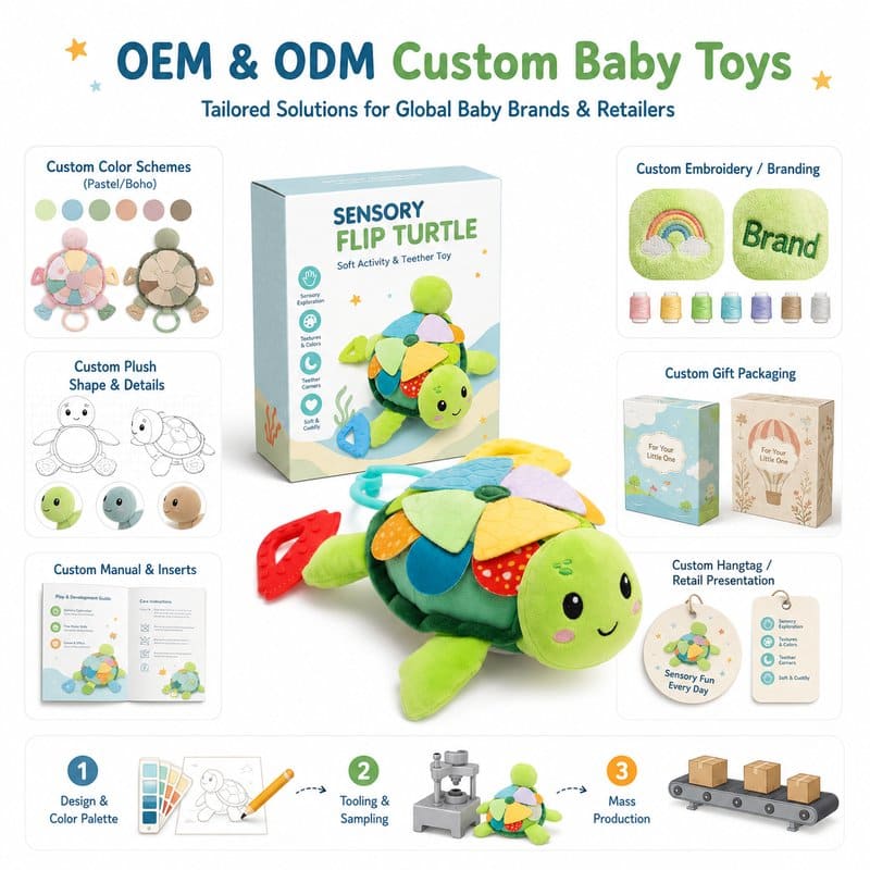 Sensory Flip Turtle Baby Toy clay and sand material detail