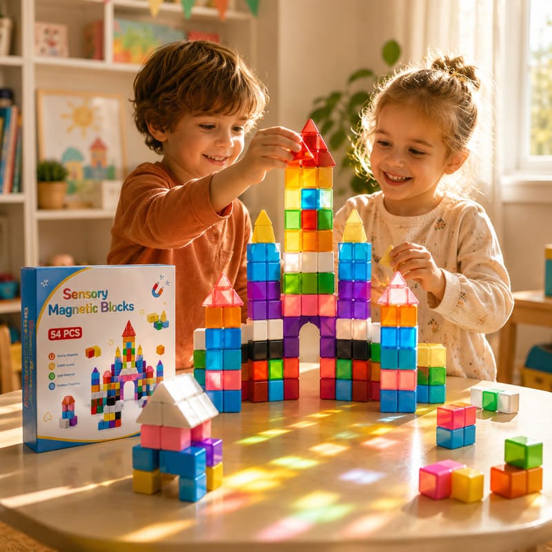Sensory Magnetic Blocks Set completed puzzle view