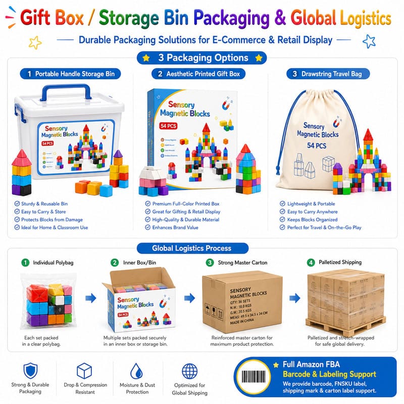 Sensory Magnetic Blocks Set piece shape detail