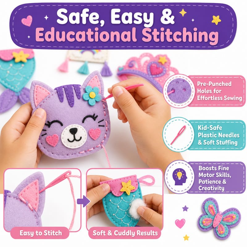 Sew Cute Accessories Felt Sewing Kit size and dimensions