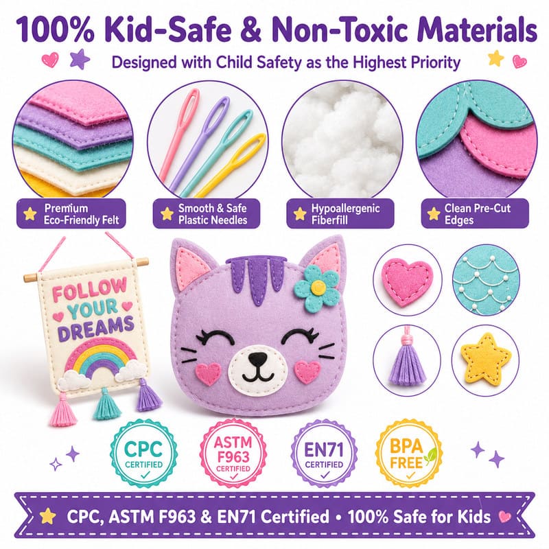 Sew Cute Accessories Felt Sewing Kit tools and accessories detail