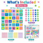 96-Piece Shapes Learning EVA Foam Puzzle Mat puzzle pieces and layout view