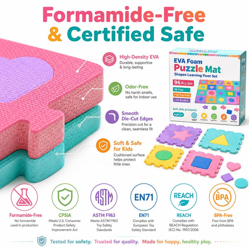 96-Piece Shapes Learning EVA Foam Puzzle Mat printing detail