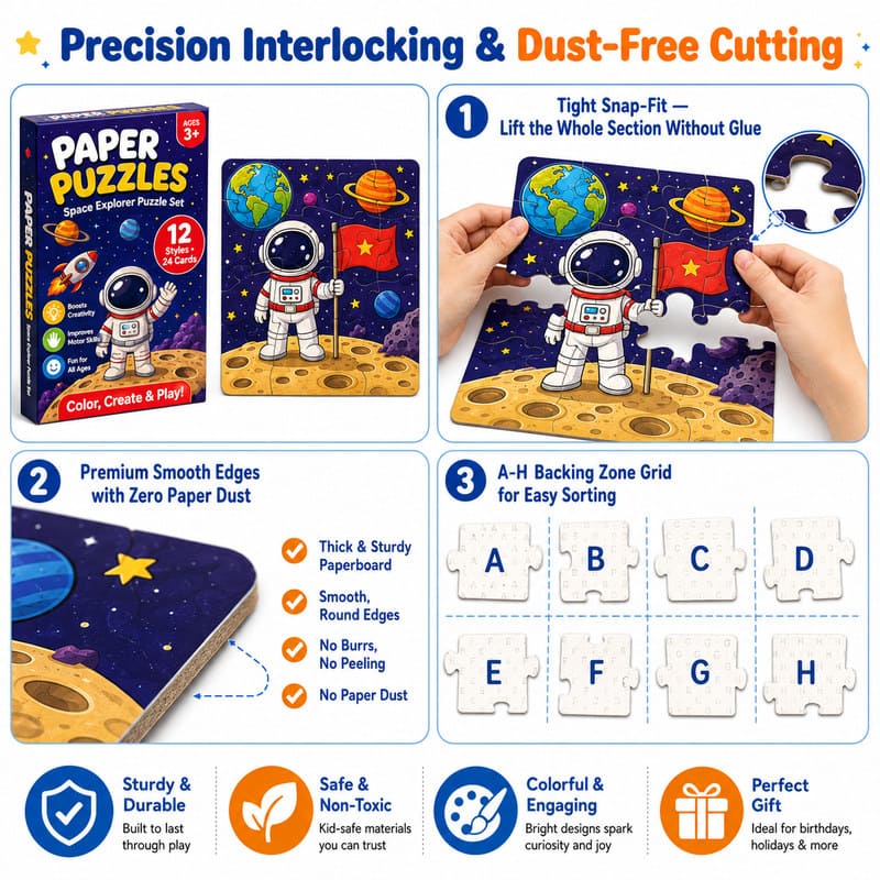 Space Explorer Paper Puzzle Set size and dimensions