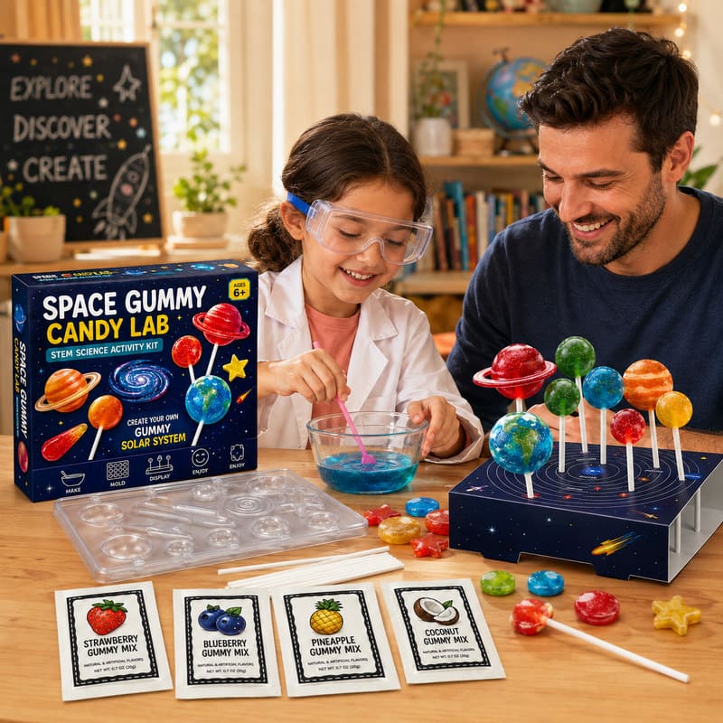 Space Gummy Candy Lab Science Kit completed puzzle view