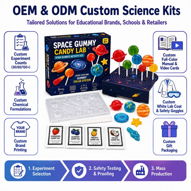 Space Gummy Candy Lab Science Kit board and material detail