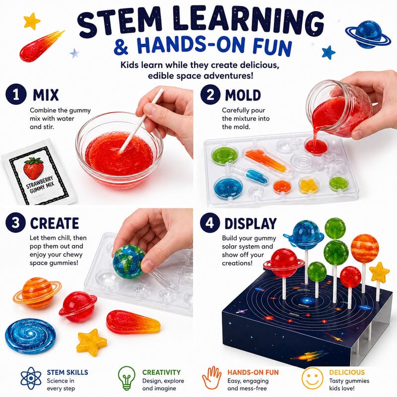 Space Gummy Candy Lab Science Kit size and dimensions
