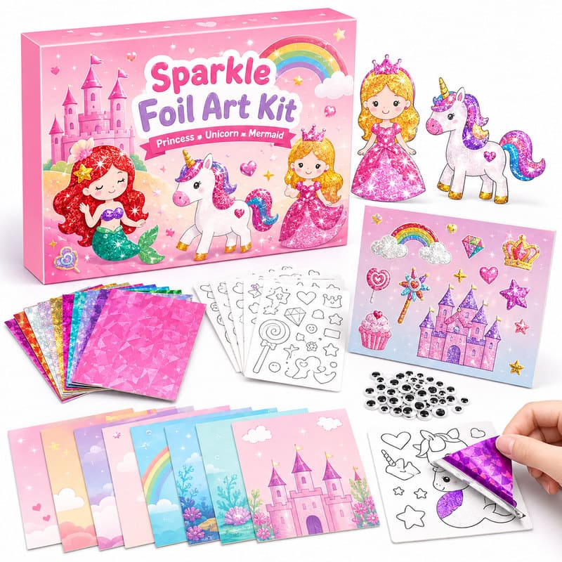 Sparkle Princess Foil Art Kit front view