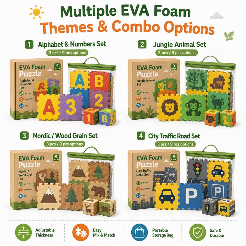 Construction Vehicle Story Cubes EVA Foam Puzzle Set custom artwork detail