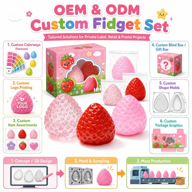 Strawberry Squishy Stress Ball Set clay and sand material detail