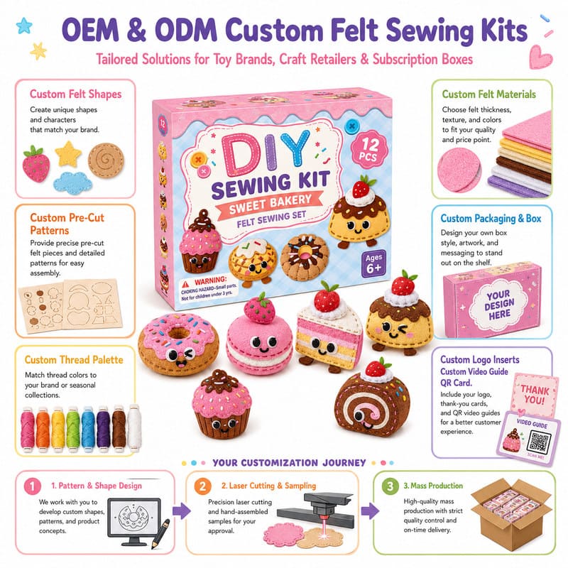 Sweet Bakery Felt Sewing Kit yarn and material detail