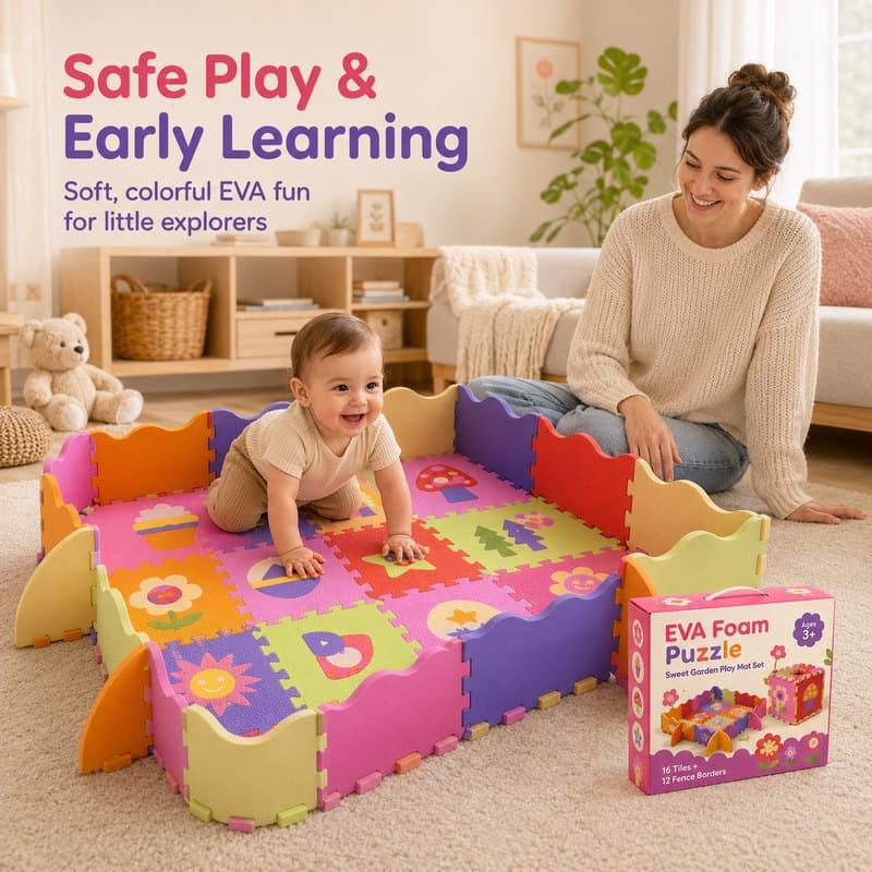 Sweet Cookie EVA Foam Puzzle Play Mat Set completed puzzle view