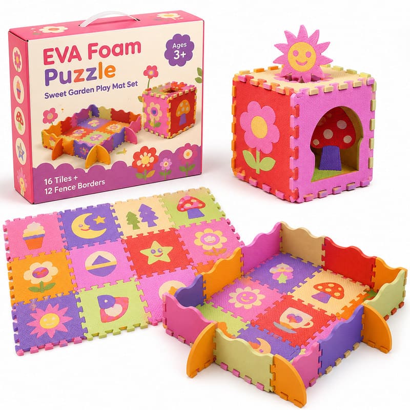 Sweet Cookie EVA Foam Puzzle Play Mat Set front view